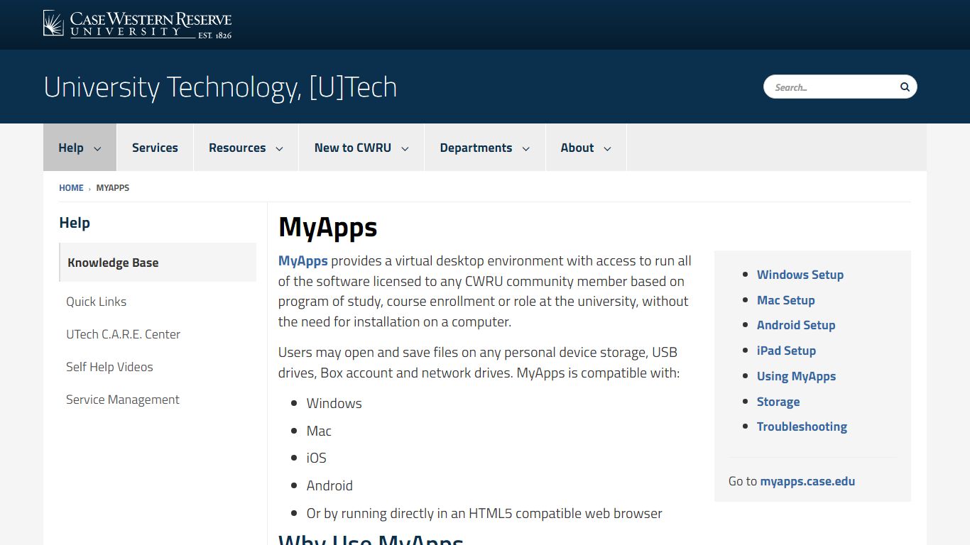 MyApps | University Technology, [U]Tech | Case Western Reserve University